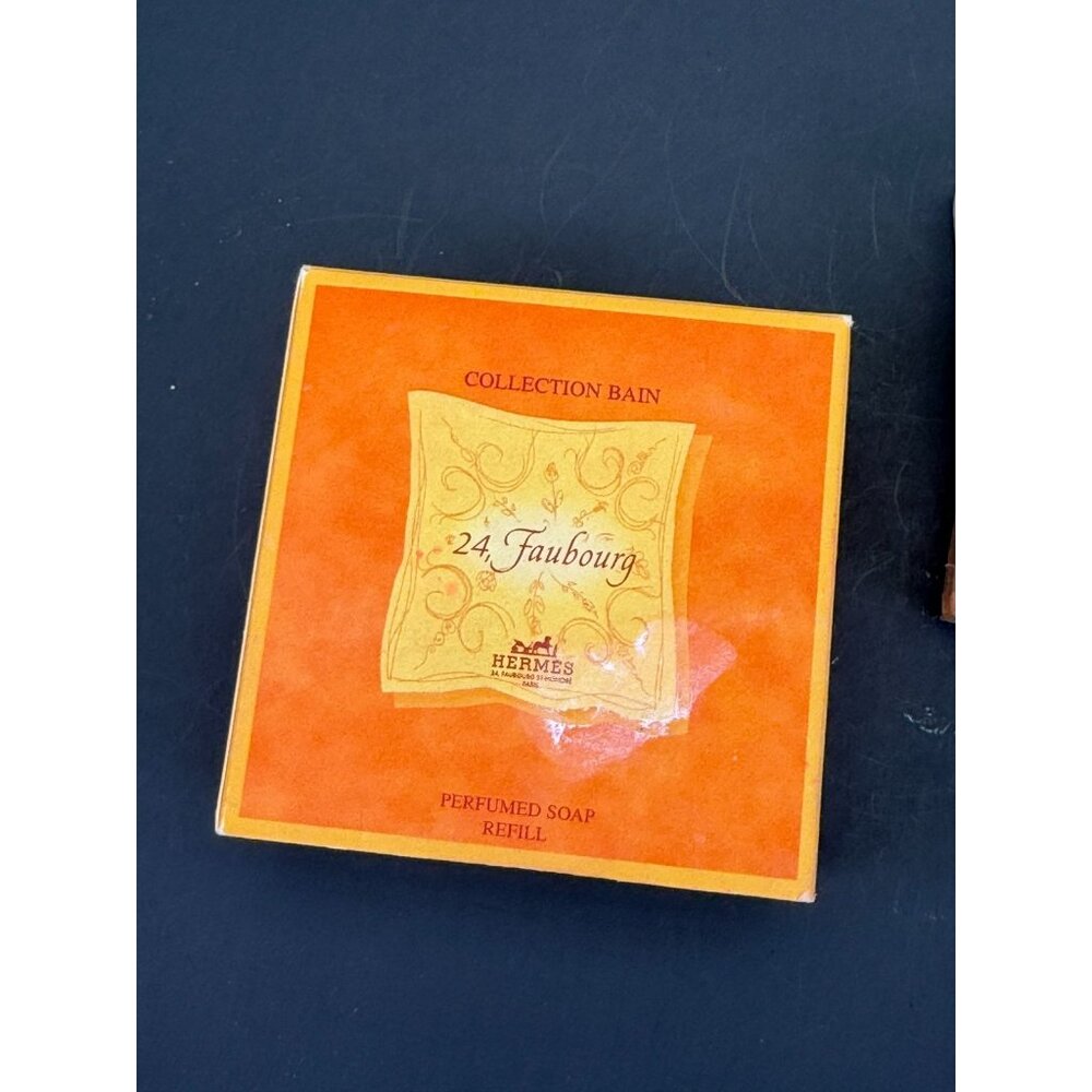 Vintage HERMES 24 FAUBOURG Perfumed Soap Collection Bain 5.2 oz In DAMAGED Box